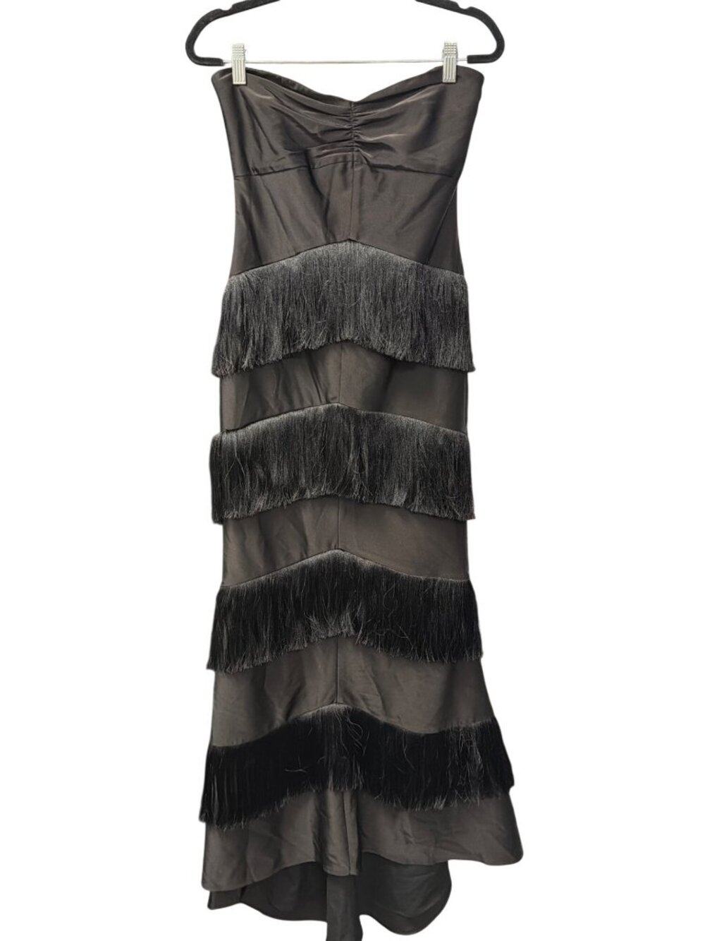New House Of Harlow 1960 Black Strapless Fringe Maxi Dress Womens Sz Small - Picture 4 of 8